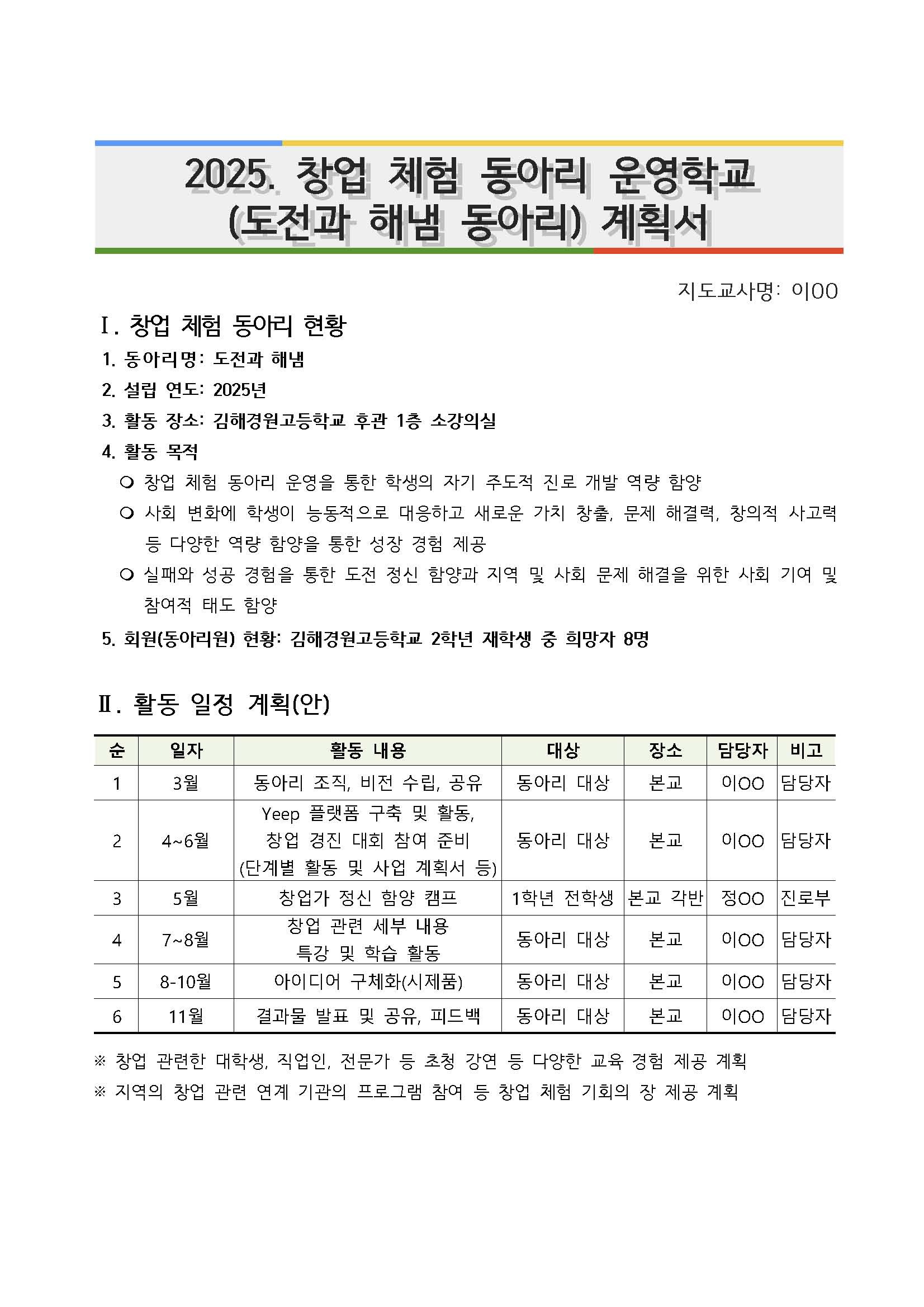 [첫걸음].2025. 창업체험동아리 운영 계획(누리집 게시용)
